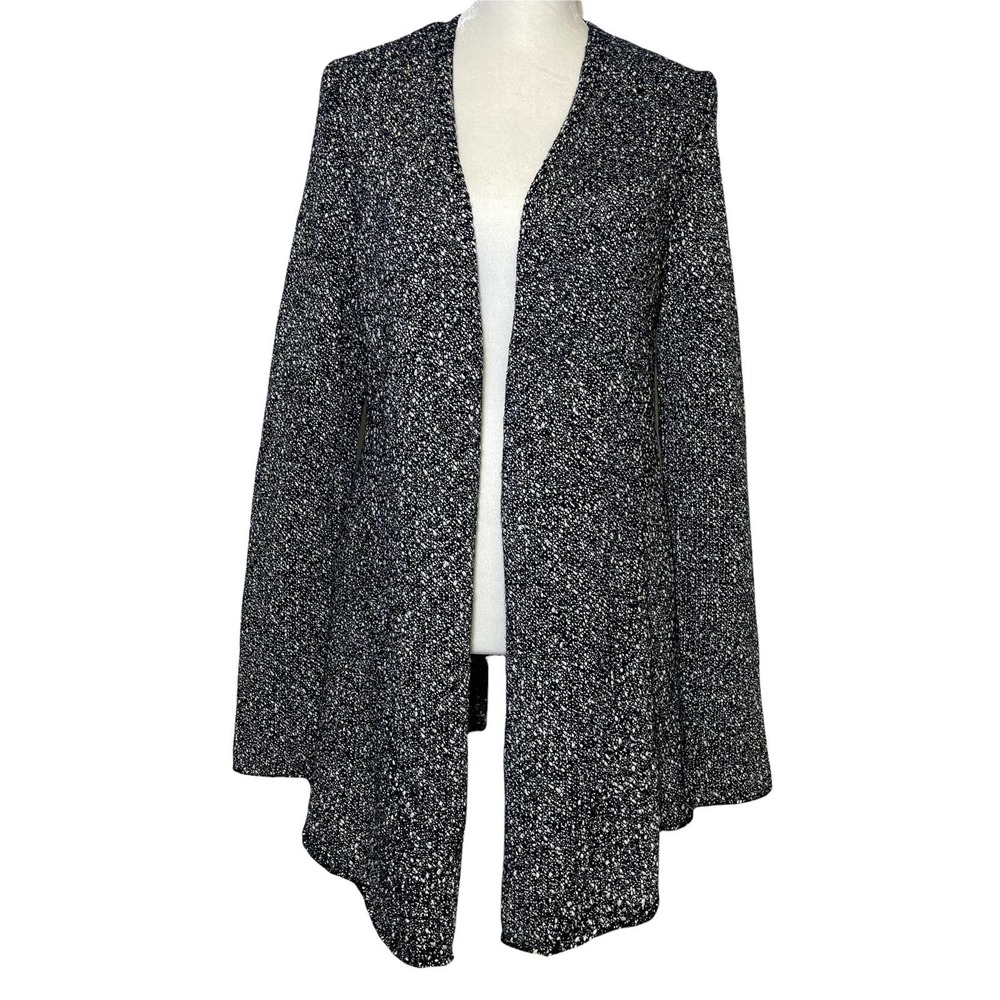 Eileen Fisher Open Front Cardigan Women's Size Small 100% Cotton Black/White